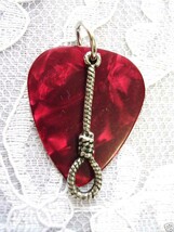 NEW DEEP RED GUITAR PICK &amp; CAST PEWTER HANG EM HIGH WILD WEST ROPE NOOSE... - $6.99 CAD
