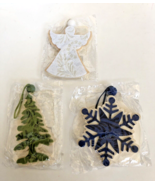 NEW Wooden felt cut out Christmas Ornaments lot Tree blue snowflake Angel - £7.73 GBP