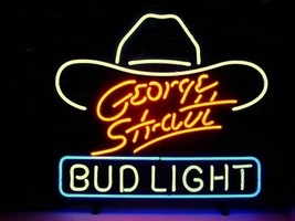 New George Strait Bud Light Bar Beer Open Neon Sign 24&quot;x20&quot;  - £201.06 GBP