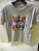 MEN&#39;S GUYS RVCA CREST SHORT SLEEVE TEE T SHIRT GRAY RED SHIELD NEW $30 - £15.13 GBP