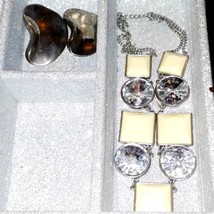 Beautiful 80s bling bling necklace and silver earrings - $26.73