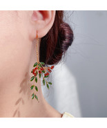 Handmade Leaf Fruit Dangle Earring Cute Fresh - $19.00