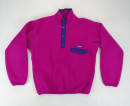Vintage Patagonia Snap-T Pull Femmes Petit Polaire Rose Synchilla USA Fa... - $56.93