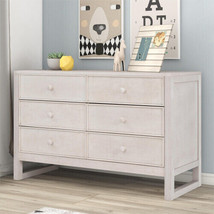 Rustic Wooden Dresser with 6 Drawers,Storage Cabinet for Bedroom,Anitque White - £286.51 GBP