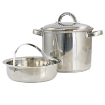 Oster Sangerfield 5 qt Stainless Steel Pasta Pot w Strainer Lid &amp; Steame... - £41.35 GBP