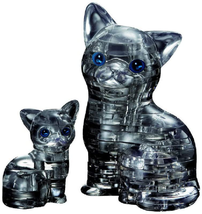 Original 3D Crystal Puzzle Cat &amp; Kitten Black NEW - £17.97 GBP