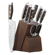 8 PCS Professional Chef Knife Set With Wooden Block Scissor and Sharpener - £54.94 GBP
