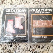 Creations Net Darning Kits Christmas Angel Stocking #944 &amp; Welcome Sign ... - $7.00