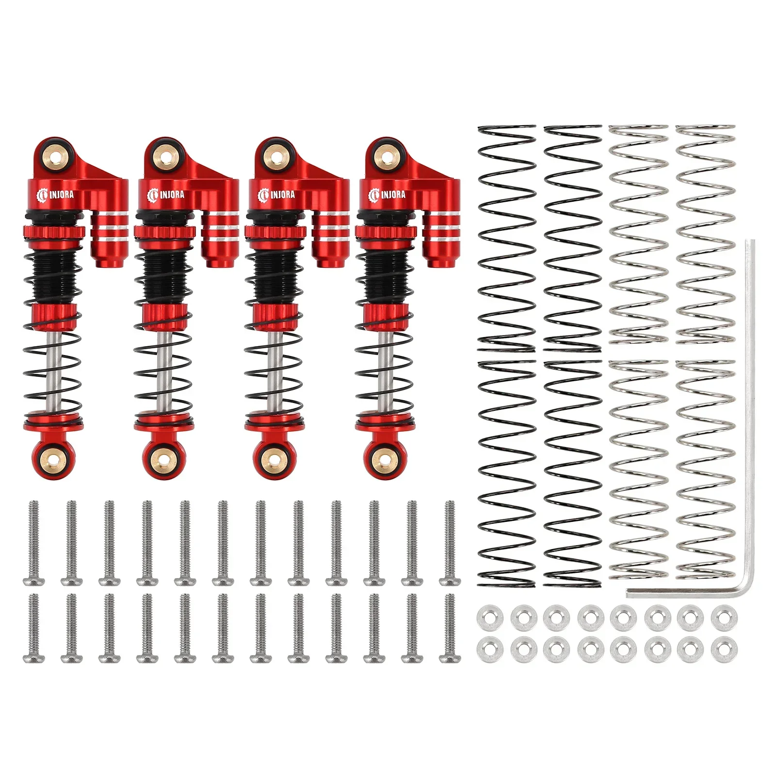 4PCS  Red Black - INJORA 39MM Aluminum Shock Absorber for 1/24 RC Crawlers - $24.67