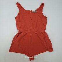 Madeline &amp; Monroe Romper Sz M Orange Sleeveless Crinkle Zip Back Pockets... - $14.99