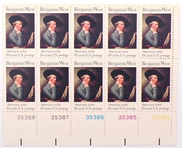 United States Stamps Block of 10  US #1553 1975 10c Benjamin West - £5.49 GBP