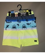 Hurley Youth Pull-On Swim Short Boys Size 10/12 Yellow And Blue With Sharks - $27.16 CAD
