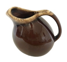 Hull Pottery Brown Drip Water Tea Ball Pitcher with Ice Lip Oven Proof - £19.32 GBP