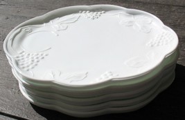 Indiana Colony Milk Glass Set Of 5 White Harvest Grape Snack Luncheon Plates - £15.17 GBP