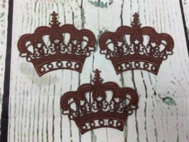 Patch Set of 3 Cute Brown Crown King Princess Cartoon Sticker Fabric Crown - £9.65 GBP