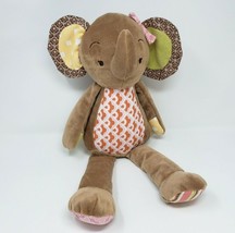 18&quot; Cocalo Baby Brown Girl Elephant Stuffed Animal Plush Toy Lovey Pink Bow - £36.81 GBP