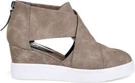 Journee Collection Womens 7.5M Beige Faux Leather Sneaker Wedges NIB XL0 - £30.31 GBP