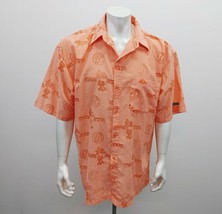 Clench Jeans Men&#39;s Vintage Button Up All Over Print Shirt Size XL Orange... - $148.98 MXN