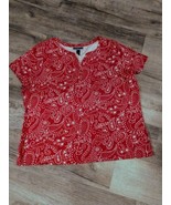 Women&#39;s size 3X Red bandana Print Top By Karen Scott - $5.94