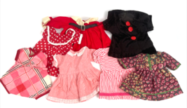 Vintage Doll Clothes Lot Dress Velvet Coat Romper Stripe Dot Lace Floral - $45.00