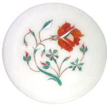 7&quot;x7&quot; Marble Slab Round Tray Plate Hakik Beautiful Marquetry Inlay Gifts... - $78.86