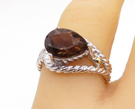 925 Sterling Silver - Tear Drop Smoky Topaz Twist Cocktail Ring Sz 7 - RG3939 - £37.30 GBP