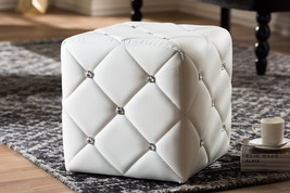 Calderon White Faux Leather Upholstered Ottoman - $986.62 MXN