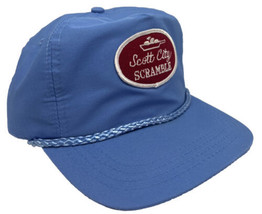 Vintage Scott City Scramble Hat Cap Strap Back Blue Rope Patch Frying Pan Logo - $19.79