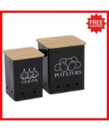 Durable Onion and Potato Storage Tins Set of 2 - Stylish Kitchen Organizers - $79.87 CAD