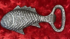 Vintage Fish Bottle Opener 6 1/2” Long Koi Metal Iron Bar Art Decor Man Cave - £16.53 GBP