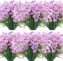 Artificial Flowers 8 Bundles Uv Resistant Original Craftsmanship Fake, Pink - £28.94 GBP
