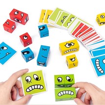 Face-changing Cube Building Blocks Wooden Expressions Matching Block Puzzles - £19.94 GBP