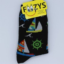 Sailboat Nautical Womens Socks Foozy Size 9-11 Black - £5.33 GBP