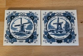 Holland American Line Blue Delft 2 Pcs. Coaster Tiles MS Statendam 1995 ... - $13.99