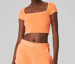 Alo Yoga terry beachside short sleeve top in Cantaloupe - size M - £39.33 GBP