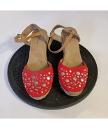 Womens White Mountain Red Espadrilles W/Mirrored Dots Wedge Ankle Strap ... - $272.80 MXN