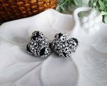 VTG Clip-On earrings Cluster Black Beads Wrapped in Decorative Silver Ho... - $7.57