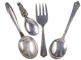 Vinage Sterling baby Spoons and fork - £85.63 GBP