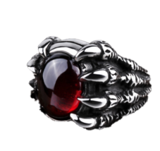 Red Jewel Dragon Claw Metal Biker Ring BRX051 Mens Claws Medieval Viking Jewelry - £7.55 GBP
