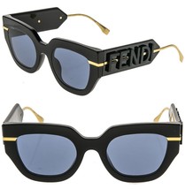 FENDI FENDIGRAPHY HOBO Logo 40097 Black Gold Fashion Chunky Sunglasses F... - £502.03 GBP