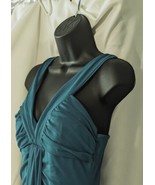 Formal Prom Gown Teal Green Sleeveless Size XL Deep V Neckline Straight ... - £31.15 GBP