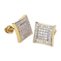 TOPGRILLZ Hip Hop Gold Silver Color Earrings Men Iced Cubic Zircon MiPave CZ Squ - £17.90 GBP