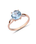 14k Gold aquamarine diamonds ring gemstone ring - 14 carats solid gold s... - $346.50