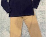 2 BOYS RALPH LAUREN Blue Pullover 1/4 zip &amp; Khaki Beige Dress Pants Sz 1... - $19.79
