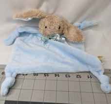 Dan Dee Rabbit Rattle Lovey Blue Knotted Polka Dot Ribbon 12 Inch Stuffed Animal - $14.95