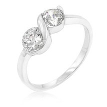 2.30Ct LC Moissanite Two Stone Promise Wedding Engagement Swirl Ring Silver - £55.74 GBP