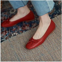 Retro Red Comfort Loafers For Women Casual Fashion Soft Leather Flats White Blac - £23.22 GBP