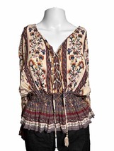 Gypsy Love Boho Blouse Shirt Peasant Top Long Sleeve Floral Large - PD - £12.53 GBP