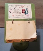 Vintage Recipe Card Wood Pedestal Stand Holder Original Typed Up Cards D... - $23.14