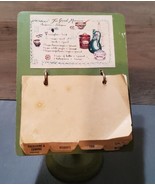 Vintage Recipe Card Wood Pedestal Stand Holder Original Typed Up Cards D... - £18.20 GBP